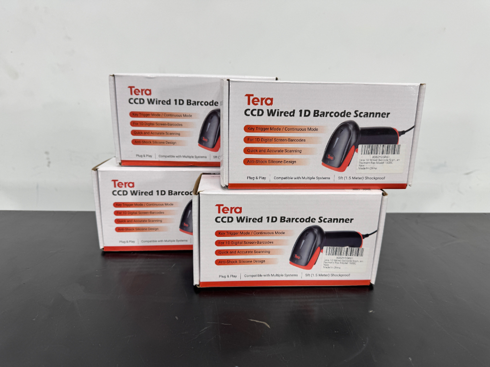 Image of Tera CCD Wired 1D Barcode Scanners - Quantity 4